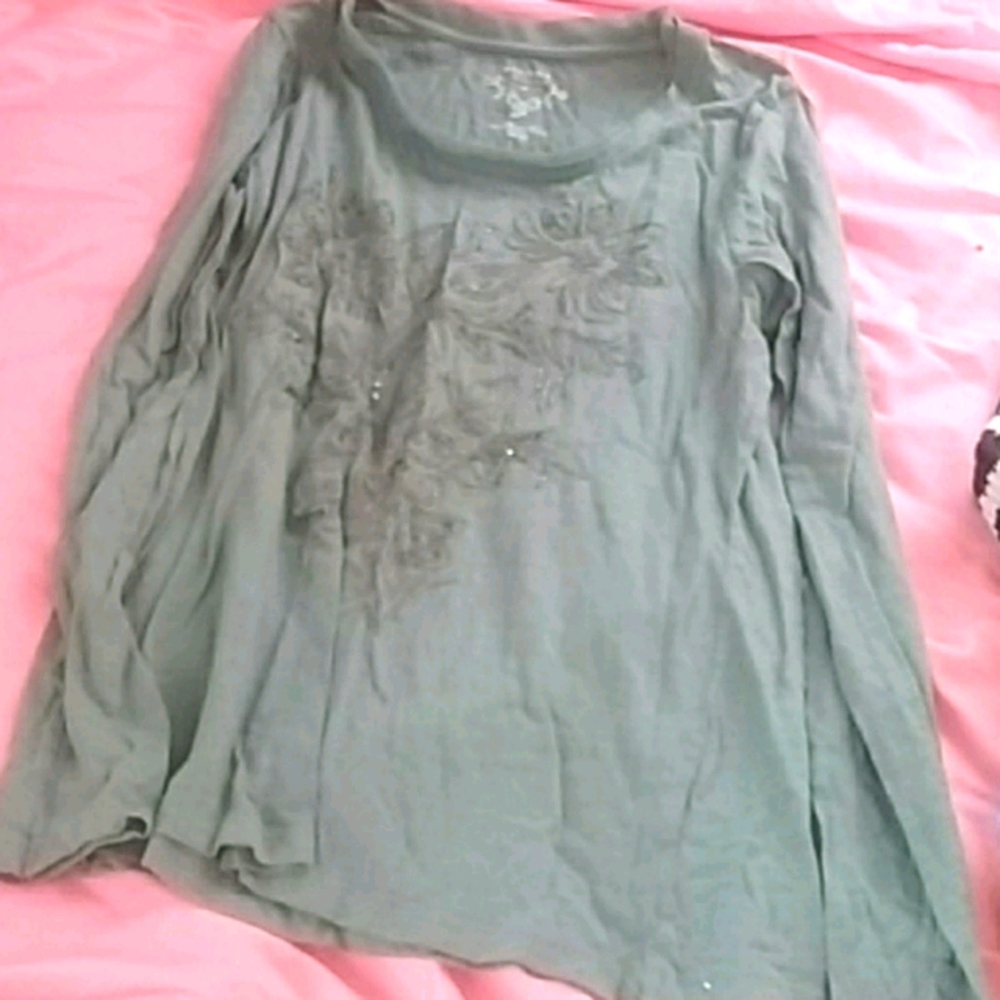 Green floral design shirt